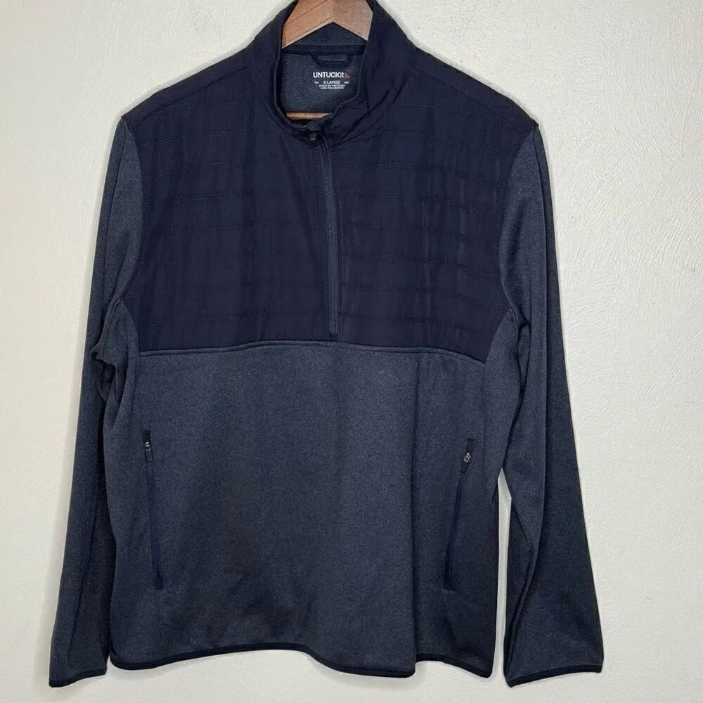UntuckIt Tyrus Navy Blue Quarter Zip Shacket - Men’s US XL